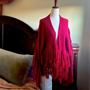 Cute country boho fringe sweater/cardigan